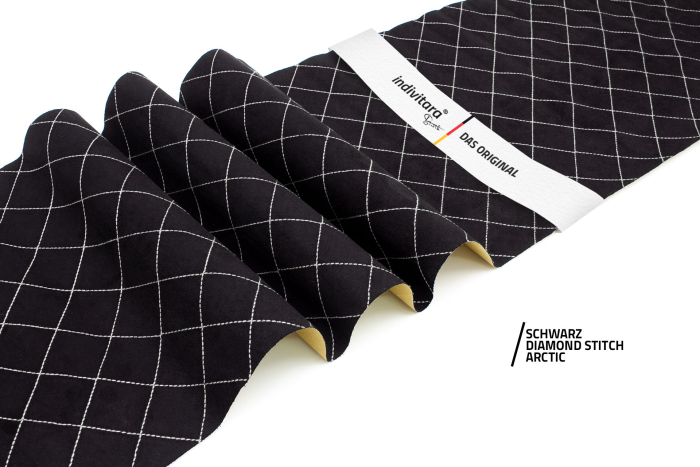 indivitara® Premium Stitch - selbstklebender Mikrofaserstoff Premium mit echten Nähten - Meterware - verschiedene Farben